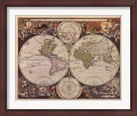 Framed New World Map, 17th Century