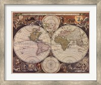 Framed New World Map, 17th Century