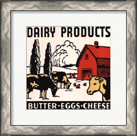 Framed Dairy Products-Butter, Eggs, Cheese