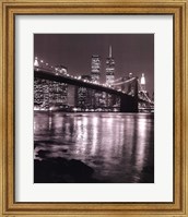 Framed Night View Brooklyn Bridge and Skyline