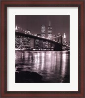 Framed Night View Brooklyn Bridge and Skyline