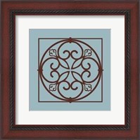 Framed Chocolate And Blue Ironwork I