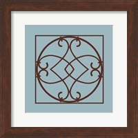 Framed Chocolate And Blue Ironwork VI