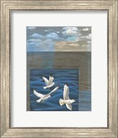 Framed Three White Gulls I