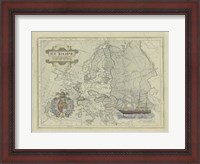 Framed Antique Map Of Europe
