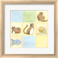 Framed Tic-Tac Cats In Blue