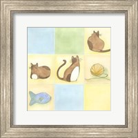 Framed Tic-Tac Cats In Blue