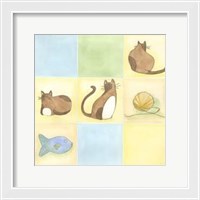 Framed Tic-Tac Cats In Blue