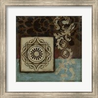 Framed Damask Tapestry Wrosette I