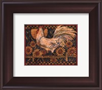 Framed Rooster With Sunflowers