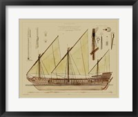 Framed Antique Ship Plan VI