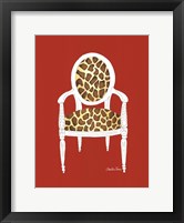 Giraffe Chair On Red Framed Print