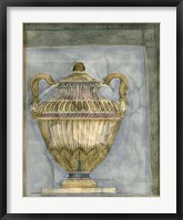 Framed Small Urn And Damask III