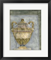 Framed Small Urn And Damask III