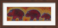 Framed Famille Hippopotame Rouges