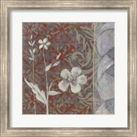 Framed Taupe and Cinnabar Tapestry I