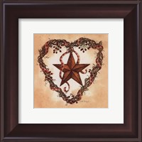 Framed Barn Star with Heart Wreath