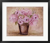 Framed Classic Pink Roses And Hydrangeas