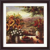 Framed Sunflowers With Fruit And Wine I