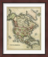 Framed Antique Map of North America