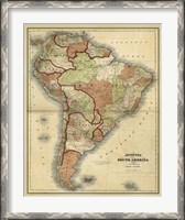 Framed Antique Map of South America