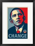 Framed RARE Obama Campaign Poster - CHANGE