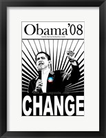 Framed Barack Obama - (Change, Black and White) Campaign Poster