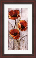 Framed Red Poppies on Taupe I