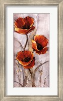 Framed Red Poppies on Taupe I
