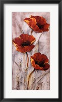 Framed Red Poppies on Taupe II