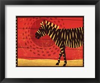 Framed Woodblock Zebra