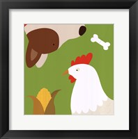 Farm Group: Hen and Dog Framed Print