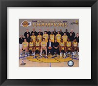 Framed 2009-10 Los Angeles Lakers Team Photo with Western Conference Champions Overlay