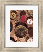 Framed Antique Compass Collage