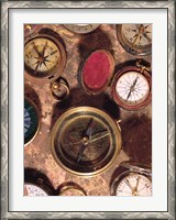 Framed Antique Compass Collage