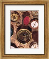 Framed Antique Compass Collage