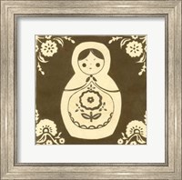 Framed Russian Doll in Brown