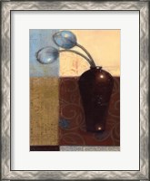 Framed Ebony Vase with Blue Tulips I