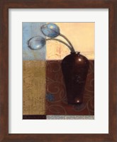 Framed Ebony Vase with Blue Tulips I