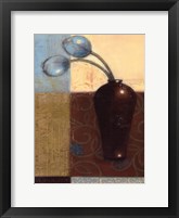 Ebony Vase with Blue Tulips I Framed Print