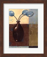 Framed Ebony Vase with Blue Tulips II