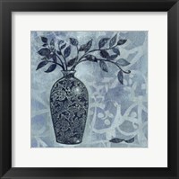 Ornate Vase with Indigo Leaves II Framed Print