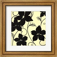 Framed Cream with Black Flowers