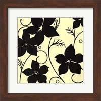 Framed Cream with Black Flowers