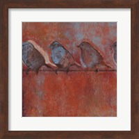 Framed Row of Sparrows I