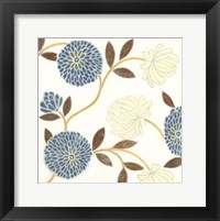 Framed Blue and Cream Flowers on Silk II