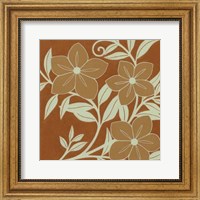 Framed Tan Flowers with Mint Leaves I