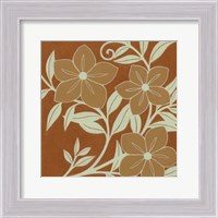 Framed Tan Flowers with Mint Leaves I
