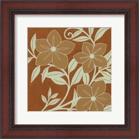 Framed Tan Flowers with Mint Leaves I