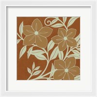 Framed Tan Flowers with Mint Leaves I